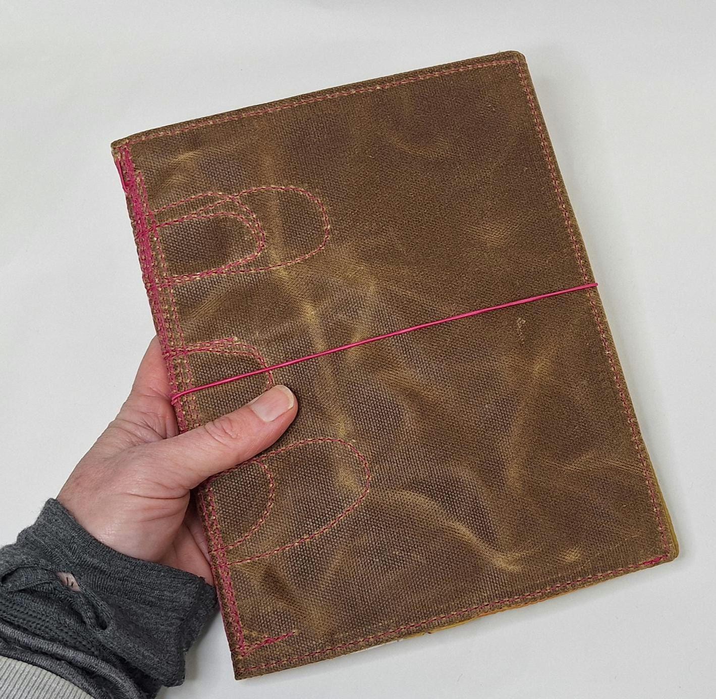 Waxed Canvas A5 notebook cover with notebook